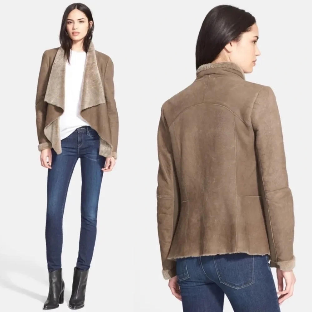 Vince tan shearling draped open jacket - Picture 10 of 10